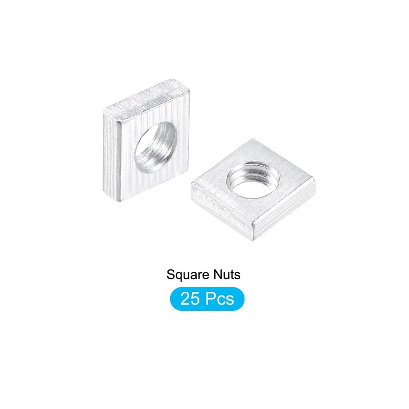 METALLIXITY Square Nuts, (M4x7mmx7mm) 25Pcs, Carbon Steel Coarse Thread Square