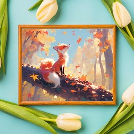 VNUIEHG Cute Fox Paint by Numbers Kit for Adults, Modern Aesthetic Paint by Number on Canvas, Abstract Art Digital Oil Painting Kits Suitable for Home Wall Decoration Gift 20"x16"