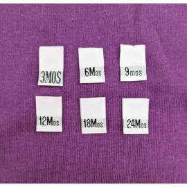 500 pcs White Infant Toddler Clothing Sewing Garment Woven Label Size Tags Months - 3MO, 6MO, 9MO, 12MO, 18MO, 24MO (83pcs Each)