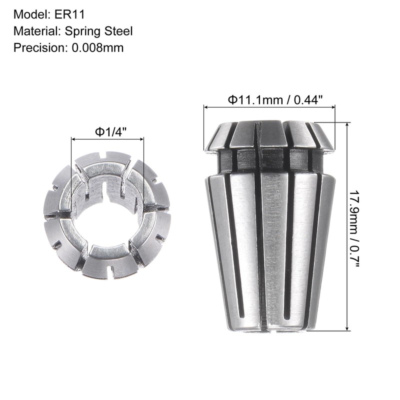 sourcing map ER11 Spring Collet, 1/4" Chuck for CNC Engraving