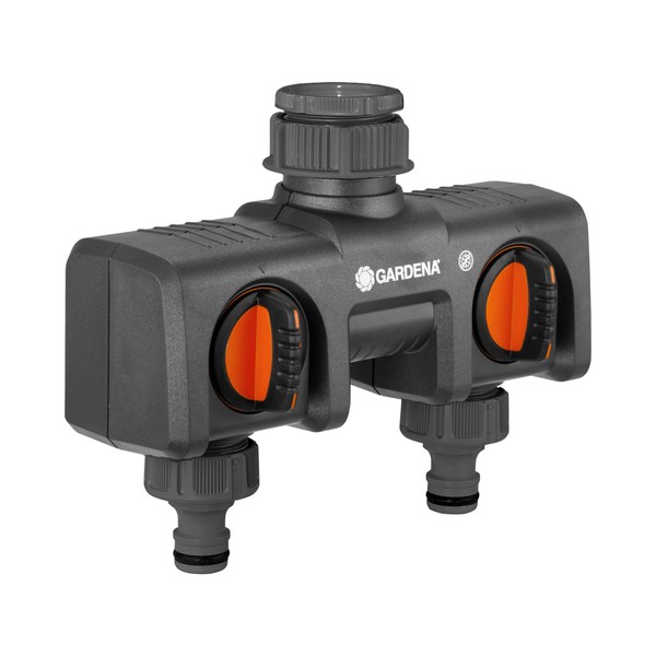 Gardena 8193 Two-Way Garden Hose Splitter with Flow Control Valves,