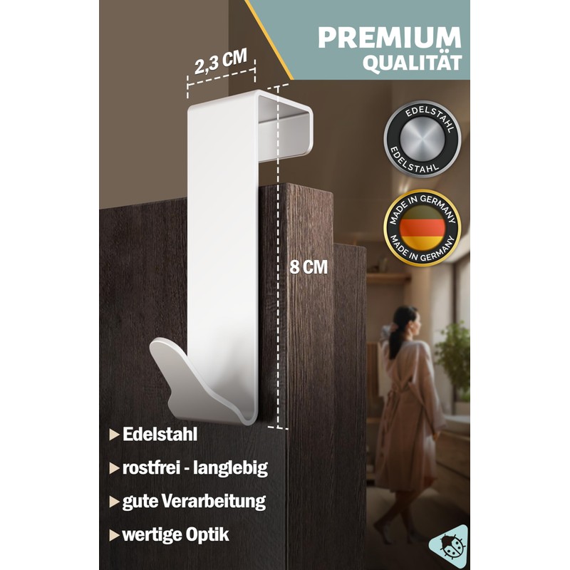 Menz Premium Door Hooks in Set of 6 – White