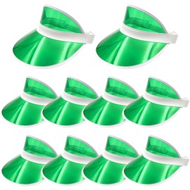 Forwe 10 Pack Sun Visor Hats Women Retro Candy Color Clear Beach Hat Outdoor Sports UV Protection Sunhat (A-Green01-10 Pack)