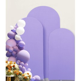 JKDMJF 6ft 6.6 ft 7.2 ft Arch Backdrop Cover Set of 3 Lavender Round Top Chiara Spandex Arch Backdrop Stand Covers for Wedding Party Birthday Photo Background Decoration