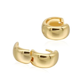 Krstudent 18K Gold Plated Hoop Earrings for Women｜Small Lightweight Hypoallergenic Cartilage Huggie Women's Earrings, 14mm, Plated, No Gemstone