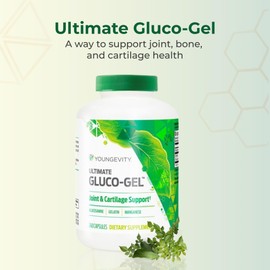 Youngevity Ultimate Gluco-Gel -for Tendons, Bones & Cartilage | Contains Glucosamine, Gelatin & Manganese | 240 Capsules | 1 Bottle