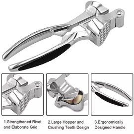Royal Cuisine Stainless Steel Garlic Press Professional Kitchen Heavy Duty Garlic Crusher Easy to Clean and Durable (Garlic Press)