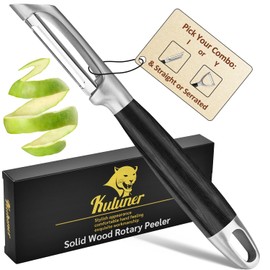 KULUNER 304 Stainless Steel Multi-Function Kitchen Peeler - With Solid Wood Handle, Sharp & Durable Blade, Effortlessly Peels Vegetables and Fruits, Essential Kitchen Tool