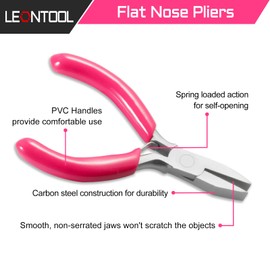 LEONTOOL 3 Inches Flat Nose Pliers for Jewelry Making Smooth Jaw Jewelry Making Pliers Tools Mini Pliers for Jewelry Making Supplies