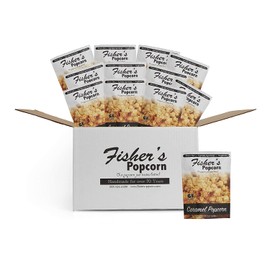 Fisher's Popcorn Caramel Popcorn, Gluten Free, 5 Simple Ingredients, Handmade, No Preservatives, No High Fructose Corn Syrup, Zero Trans Fat, 2oz Bags (Pack of 12)