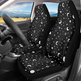 Car Seat Cover Moon Stars Planet Front for Cars, Easy to Install Cover Set, Accessories Auto Trucks Van SUV,2 Packs