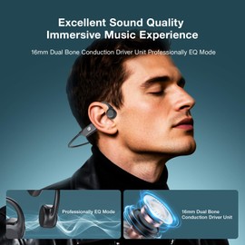 Qyzue Bone Conduction Headphones, Open Ear Headphones Wireless Bluetooth with Mic, Superior Sound Running Headphones 10H Playtime, Comfortable Fit Waterproof for Music, Workouts, Travel