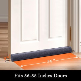 Sunolga 38" Linen Door Draft Stopper Blocks Hot and Cold Air with Removable Washable Cover for Bottom of Door, All-Season Seal for Noise, Wind, Door Sweep for Gaps Up to 3", Home Essentials, Black