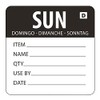 Vogue Black Dissolvable Sunday Labels Sunday. Roll of 250