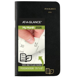 AT-A-GLANCE 2026-2027 Planner, 2 Year Monthly Planner, 3-1/2" x 6", Pocket Size, Recycled, Black (70024G0526)