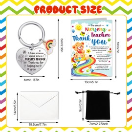HOWAF Nursery Teacher Gifts, Nursery Teacher Card, Thank You Teacher Card & Teacher Keyring for Nursery Teacher Thank You Gifts, Teacher Leaving Gifts, Thank You Teacher Gifts for Women Men
