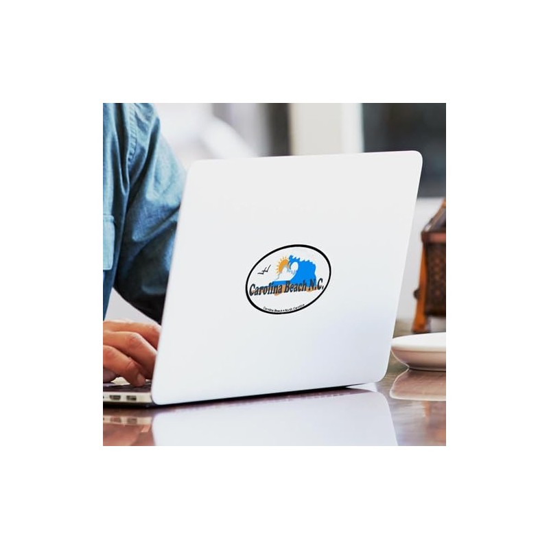 CafePress Carolina Beach NC Waves Design Oval Car Bumper Sticker