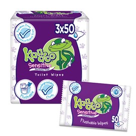 Kandoo Sensitive Flushable Toilet Wipes, 2+1 Free, Total 150 Wipes