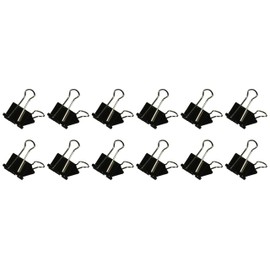Officemate International Corp. 99050 Binder Clips,Medium,1-1/4-Inch Wide,5/8-Inch Cap, 12/BX, Black/Silver