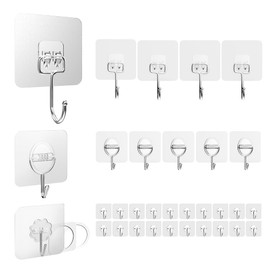 4smile 4smile Klebehaken extra-stark - 29 Stck Mix-Set mit 3 Varianten selbstklebende Haken transparent - Kleiderhaken selbstklebend