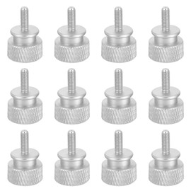 sourcing map 12pcs M3x8mm Knurled Thumb Screw Computer Case Threaded Hand Tighten Screws Aluminum Alloy for PC Case, Cement White