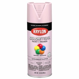 Krylon K05556007 COLORmaxx Spray Paint and Primer for Indoor/Outdoor Use, Satin Ballet Slipper Pink