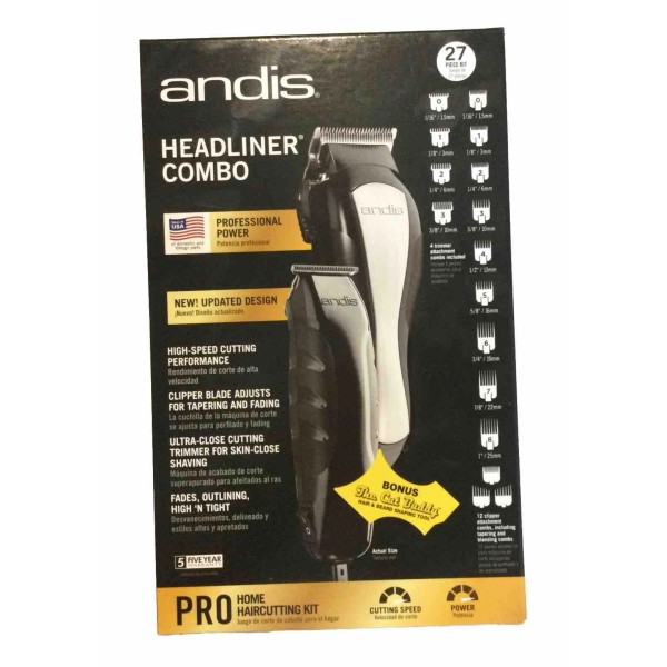 Andis Headliner Combo Pro Home Haircutting 27 Piece Kit Clipper