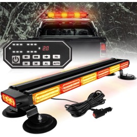 Flashing Traffic Light 26inch 126 LED Emergency Rooftop Strobe Light Bar W/Controller Double-Side Warning Hazard Snow PlowLight Color: Red/amber, Rated Power: 126, Beam Angle: Spot