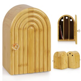 Lzttyee Phone Box for Family Time, Bamboo Cell Phone Jail, 3 Sections Hold 6 Phones, with Charging Holes, Phone Holder Self-Discipline Box, Help Kids Adults Focus Back, Mobile Phone Addiction (Wood)