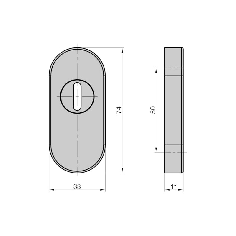 BASI Protective rosette with cylinder cover, thickness 11 mm, oval