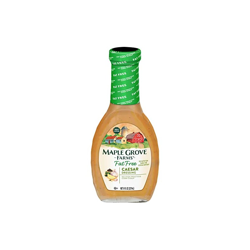 Maple Grove Farms Fat Free Salad Dressing, Caesar, 8 Ounce