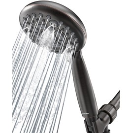 DAKINGS 6 Spray Modes High Pressure Handheld Showerhead Set Upgraded 5 Inches Shower Head with Handheld Spray Oil Rubbed Bronze Handheld Shower Head 60 Inches Stainless Steel Hose-1-Min Install