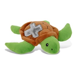 DolliBu Sea Turtle Stuffed Animal with Silver Cross and Personalization - Religious Baptism Gifts for Boys and Girls, Dedication Christening Gifts Plush Prayer Toy Healing Teddy Bear - 6 Inches