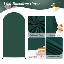 6FT Green Wedding Arch Backdrop Cover Spandex Fitted Arch Covers Stretchy Backdrop Round Top Chiara Backdrop Cover for Birthday Party Ceremony Banquet Decoration