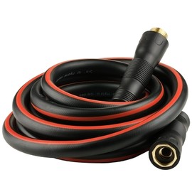 SheeChung Garden Hose 15ft x 5/8",Leader Hose with Swivel Handle,Lightweight Water Hose with Male to Female Fittings,Heavy Duty Flexible Rubber Hose,15 Foot Hose with 3/4"GHT Brass Fittings