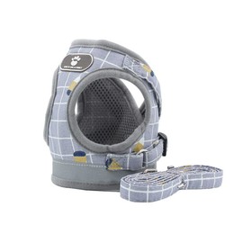 FEimaX Soft Mesh Dog Harness and Leash Set for Walking, No Pull Adjustable Reflective Puppy Step-in Vest Harness for Puppy Small Medium Dogs & Cats (S (Chest 11.8-13.3''/30-34CM), Plaid Grey)