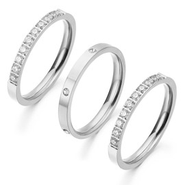Klyxosh 3 Pack 18K Gold Plated/Silver Stacking Rings for Smart Ring, Sparkling Cubic Zirconia Oura Stack Rings for Women, Diamond-Like Shine Jewelry Gift (Smart Ring Not Included)