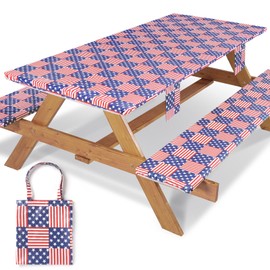 Jobunai 72In Picnic Table Cover with Bench Covers Fitted Stain Resistant Rectangular Table Cloth Campers Patio Garden Vacation Gear Cool Gifts for 40th 50th 60th 70th Grandparents Grandma Grandpa