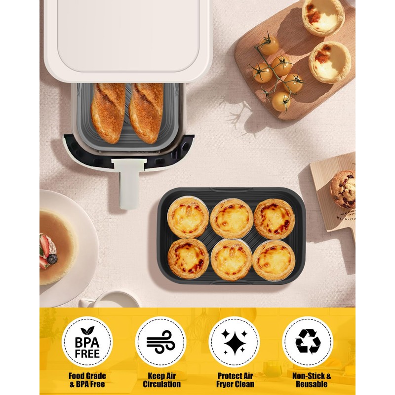 Collapsible Air Fryer Silicone Liners 2-Pack for Bella 4Qt Slim