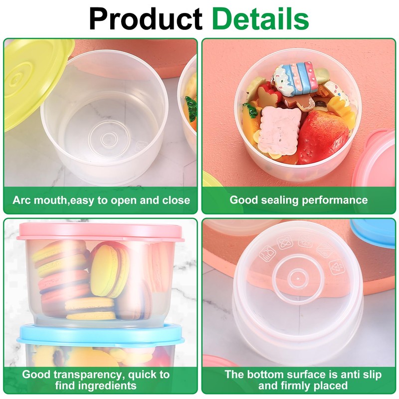 Reusable Plastic Food Storage Containers, 6 Pcs 5.4 OZ Salad