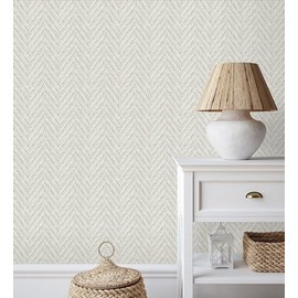 GAULAN 500679665 Non-Woven Wallpaper, Durable, Washable, Herringbone Design with Raised Plant Fibre Texture for Living Room, Kitchen, Bathroom, Furniture - Pattern DIN A4