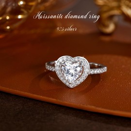 MYBELLNA Promise Ring for Your 925 Sterling Silver Created Ruby Blue Sapphire Emerald Diamond Heart Promise Wedding Engagement Ring for Wife Girlfriend Your Anniversary .1