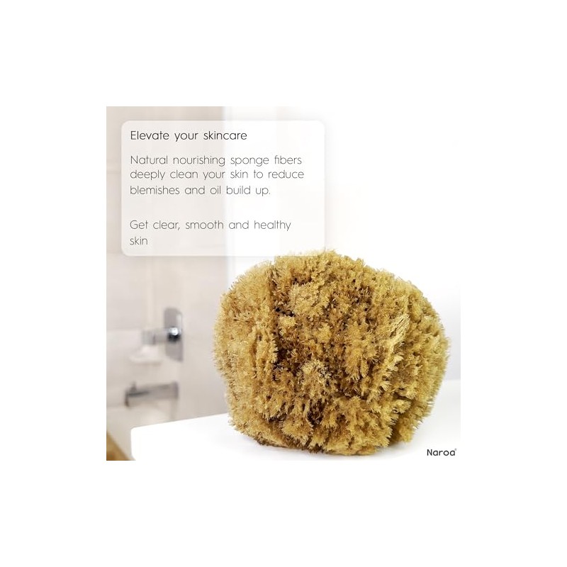 Naroa Esponja de mar natural para baño, esponja exfoliante corporal