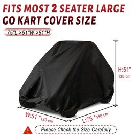 Large Go Kart Cover,2 Seater Go Kart Covers Waterproof 420D Oxford Go Cart Car Cover,75" L x 51" W x 51" H GO Kart Accessories for TrailMaster Coleman Baja Massimo Hammerhead Kandi