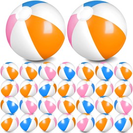 Honoson 30 Pack 20 Inch Beach Balls Inflatable Swimming Pool Game Toys Large Blow up Beach Balls Bulk for Summer Swimming Party Birthday Supplies (Pink, Orange, Blue and White)