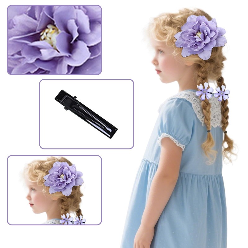 Pack of 21 Flower Hair Clips, 3D Flowers Colourful Flowers