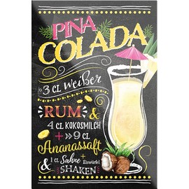 schilderkreis24 Cocktail Recipe "Pina Colada" Magnet Alcohol Spirits Decorative Fridge Magnet Humour Gift Idea Birthday Christmas 9 x 6 cm