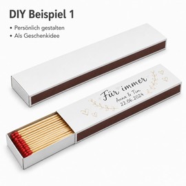 jameitop® 2 XXL / Jumbo Packs of Matches Without Print/White Boxes for Designing, Red Ignition Head, 280 mm Woods = 120 Matches in a Set