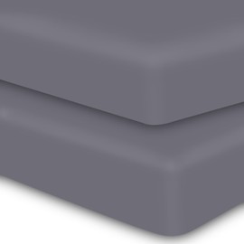 MOONQUEEN 2 Pack Lightweight Bedding Fitted Sheets - Soft Microfiber Bottom Sheet - Deep Pocket - Shrinkage and Fade Resistant - Easy Care (Queen, Grey)