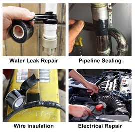 Kryoflare Black Seal Self-Fusing Silicone Repair Tape, Waterproof Pipe Sealing, Stretch-Resistant Tape Weatherproof Self Fusing Sealing Tape for Emergency Pipeline Repair/Cable Bandage/Tool Fixing